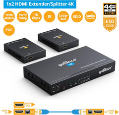 1X2 HDMI Extender/Splitter over CAT6/7 – 1080P up to 197Ft(60M), 4K60Hz up to 11