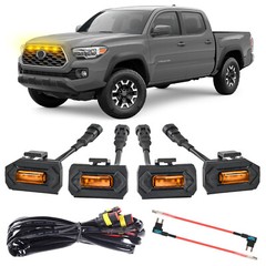 x4 Amber LED Lamp Front Grill Light Kit.For Toyota Tacoma 20-23 TRD Raptor Style