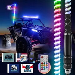 3FT/4FT LED Whip Lights COB Chips RGB Chasing Spiral Antenna for Can-Am ATV UTV