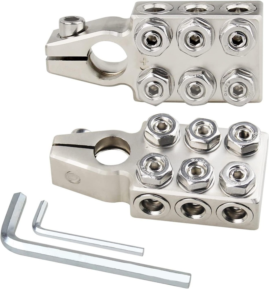 Battery Terminal Clamps 1/0 2 4 8 AWG Gauge 12-Way Connectors Positive Negative