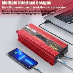 5000W 3000W DC 12V to AC 110V 120V Car Power Inverter Converter 2AC Socket & USB