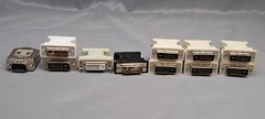 x8 VGA 15-pin Female to DVI-I Analog (24+5) Male Adapter Dual Link Connector Lot