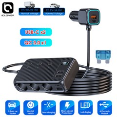 9in1 Car Charger Cigarette Lighter Splitter Adapter Fast USB/C Socket QC PD 30W