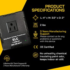 ELC T-300 300 Watt Step Down Voltage Transformer Converter – 110/220V (T-300D)