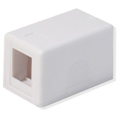 1 Port Single Hole Keystone Jack CAT5e/CAT6 White Surface Mount Box (50 Pack)