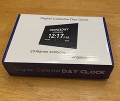 Digital Calendar Day Clock 20 Alarms 18 Languages RoHS LCD 7in DC824 3V Indoor