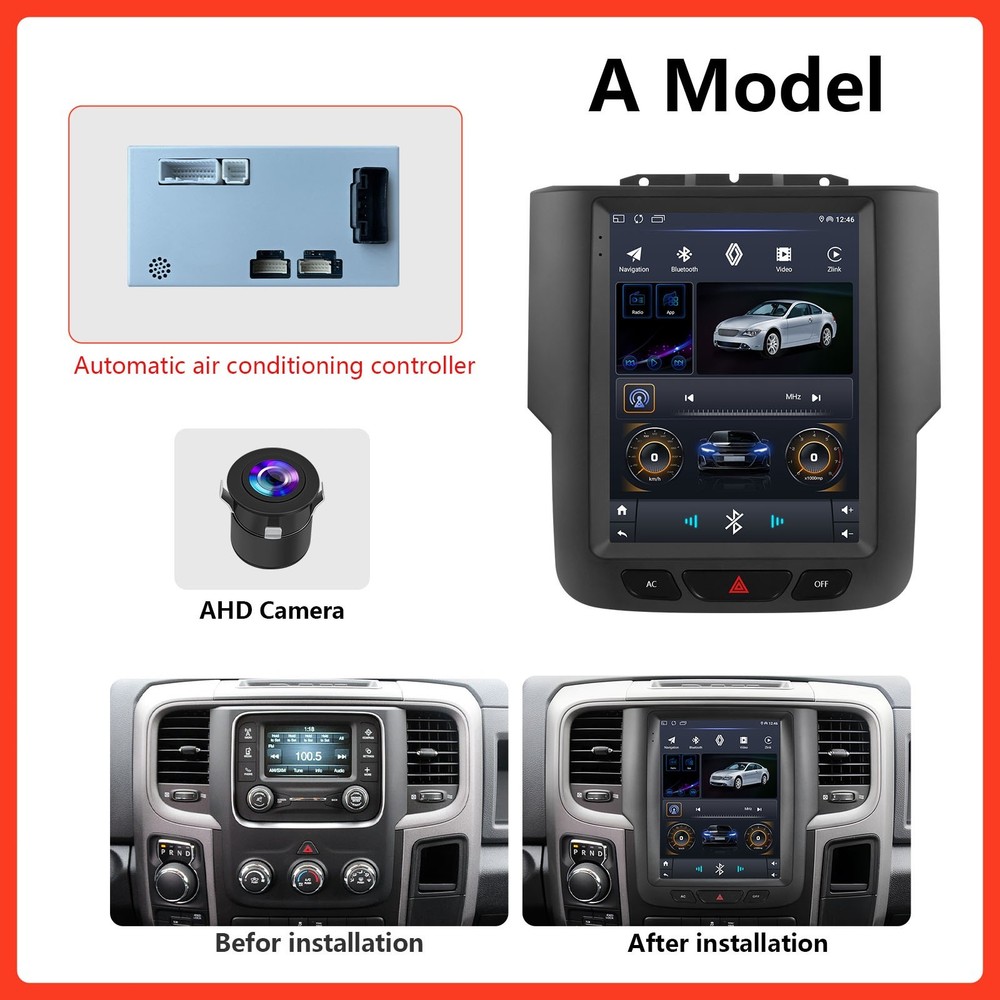 9.7″ Tesla Style FOR 2013-2019 DODGE RAM 1500 2500 3500 CARPLAY GPS RADIO STEREO