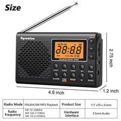 AM FM Portable Radio AC or Battery Operated Big Speaker Earphone Jack Home Elder