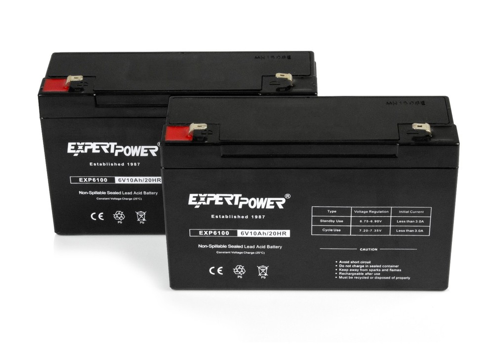 ExpertPower 2 Pack – 6V 10AH Sealed Lead Acid (SLA) Batteries with F1 Terminals