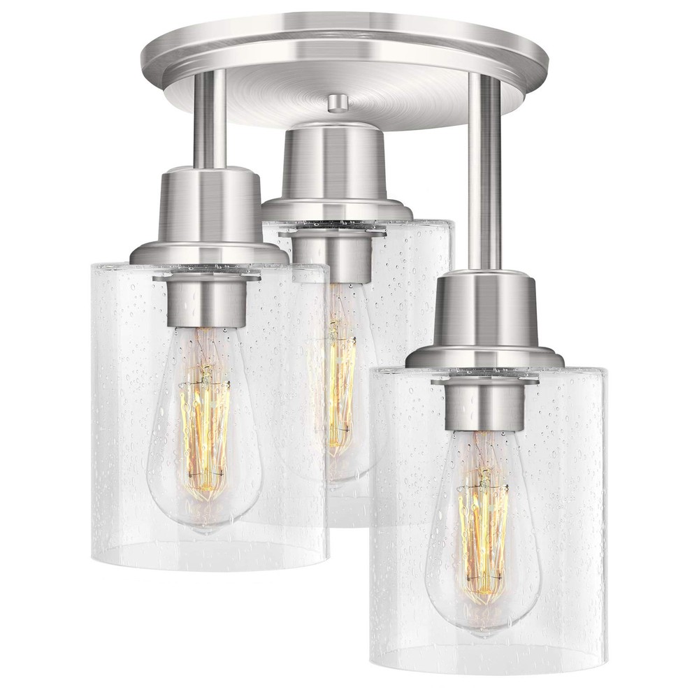Semi Flush Mount Ceiling Light, 3-Light 9.5″ x 13″ (24cm x 33.8cm), Silver 1