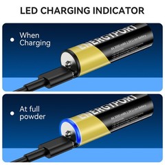 Lot 1.5V 3000mWh 1100mWh AA AAA Battery Type-C USB Rechargeable Li-ion Batteries