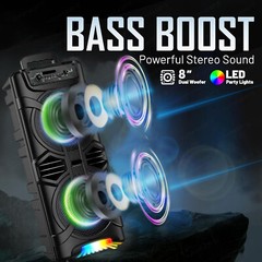 6800W Portable Bluetooth Speaker with Dual Subwoofers – Heavy Bass Party Sound
