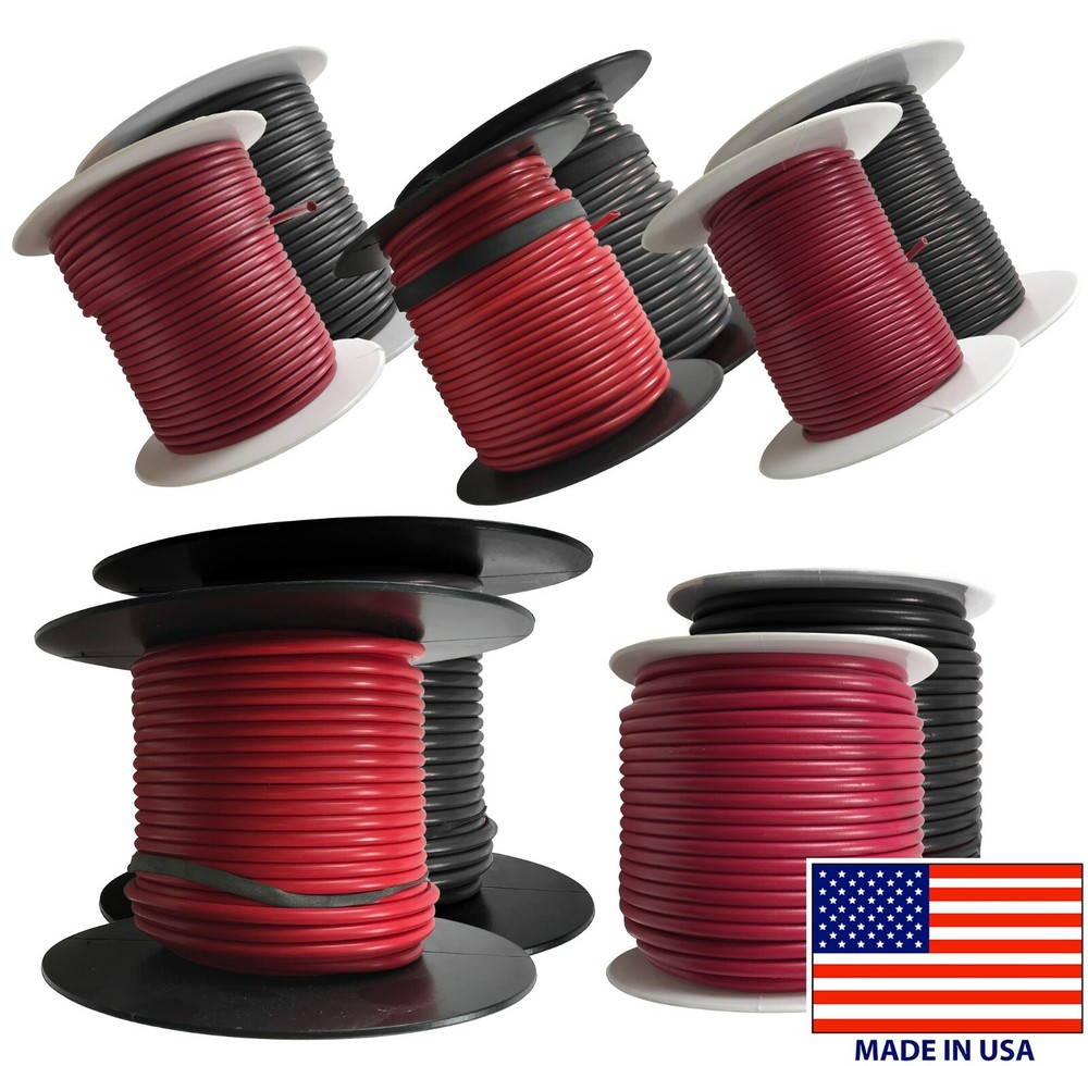 (10) Black & Red 10 AWG – 18 Gauge Primary Wire 100 FT Spool Stranded Copper USA