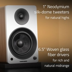 Fluance Powered 6.5” Stereo Bookshelf Speakers for Turntable, TV PC & Bluetooth