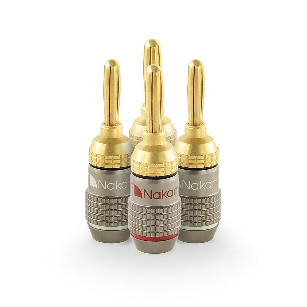 Nakamichi FanLock Excel Series 24k Gold Plated Banana Plugs 10 AWG 18 AWG Ga…