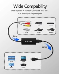 RCA to HDMI Converter, Analog Composite to HDMI Adapter Compatible VCR,DVD,VHS