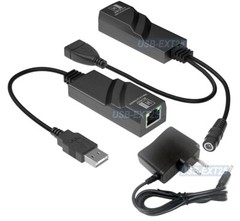 Active Powered USB 2.0 Range Extender Over RJ45 Cat5 Cat6 Cat6E Cable Kit 200FT