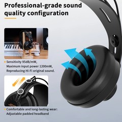 JOYO Wired Stereo Monitor Headphones Studio Headphones Over Ear Noise Canceling