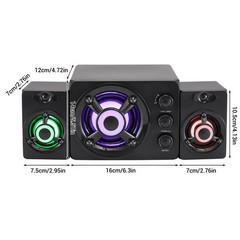 2.1 Channel Desktop Speakers RGB USB 3.5mm AUX for PC Laptop Gaming Bass Control