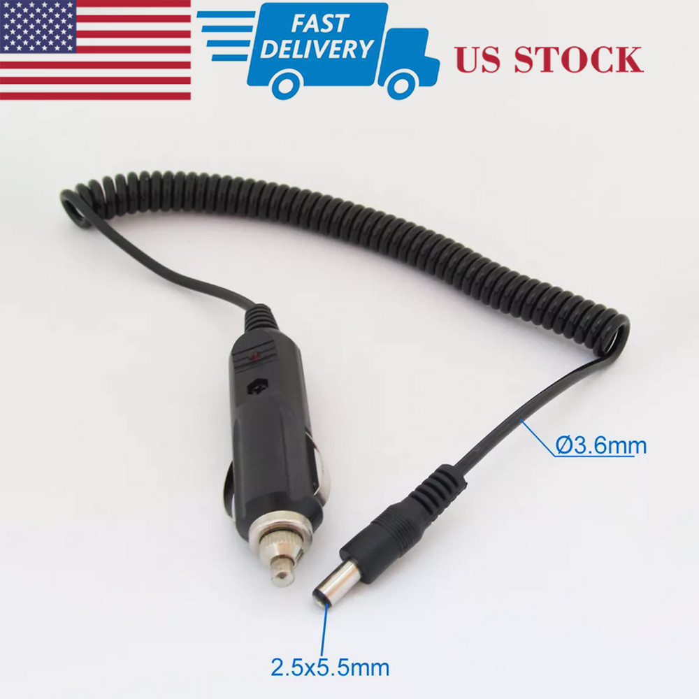 Car Cigarette Lighter Power Supply to 5.5 x 2.5mm DC Male Plug with Spring Cable