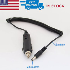 Car Cigarette Lighter Power Supply to 5.5 x 2.5mm DC Male Plug with Spring Cable