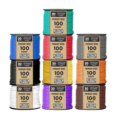 20 Gauge Primary Automotive Wire Assortment – 10 Roll Assortment Pack – 100 Ft