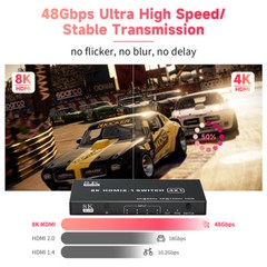 HDMI 2.1 Switch 4K 120Hz 8K HDMI Splitter 144Hz Dolby Vision HDR 3×1/4×1/5×1
