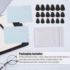 Replacement Earbud Tips – 9 Pairs of Triple Flange Silicone Cushions for Comfort
