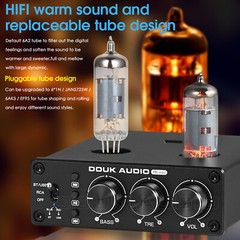 HIFI Tube Preamp with Bluetooth 5.0 Speaker Receiver Stereo Audio Amp USB Player