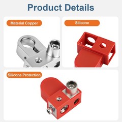 2PCS Car Battery Terminals Connector Top Post 12-24V 0/2/4 & 4/8 AWG W/ Wrenches