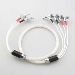OCC Silver Plated Cord with Angle Banana Plugs HiFi Audio Bi-wire Speaker Cable