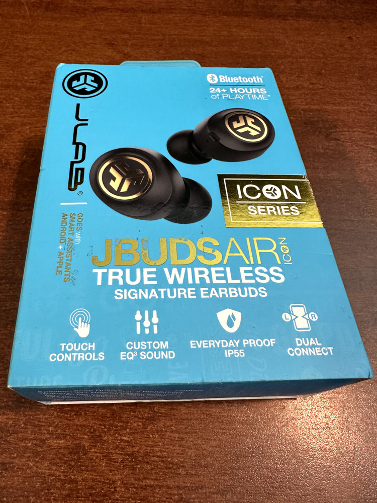 JLab JBuds Air Icon True Wireless Stereo Earbuds with Mic Black Gold