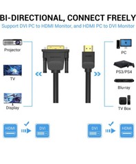 VENTION HDMI to DVI Cable Bi Directional DVI-D 24+1 Male to HDMI 6FT