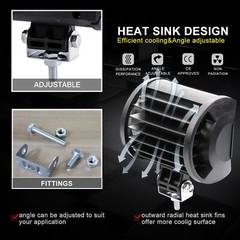LED Light Bar 2PCS 4 inch 20000LM Work Spot Flood Pods Offroad Driving Fog Lamp