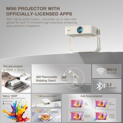 4K Smart Mini Projector with WiFi & Bluetooth – Portable 1080P Home Theater