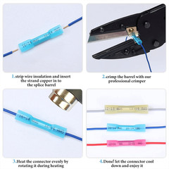10-100PCS Heat Shrink Butt Connectors Crimp 22-10AWG Gauge Wire Splice Terminals