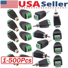 1-500Pcs of Speaker Wire Cable to Audio RCA Male Connector Adapter Jack Plug Lot