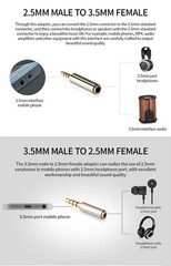 2.5mm 3.5mm Audio Jack Adapter Converter Gold Plated Headphone Mic Stereo Plug