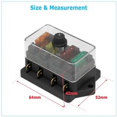 12V 24V Auto Car Power Distribution Blade Fuse Holder Box Block Panel Board 4Way