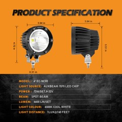AUXBEAM 4″ Inch LED Work Light Bar Spot Driving Fog Pods Offroad ATV Boat Trucks