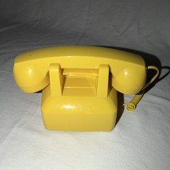 Retro Yellow Corded Rotary Dial Telephone, 1-Line, Redial Feature