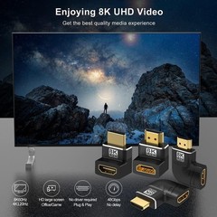 4 Pack 8K HDMI 2.1 Male to Female Adapter Up/Down & Left/Right Angle