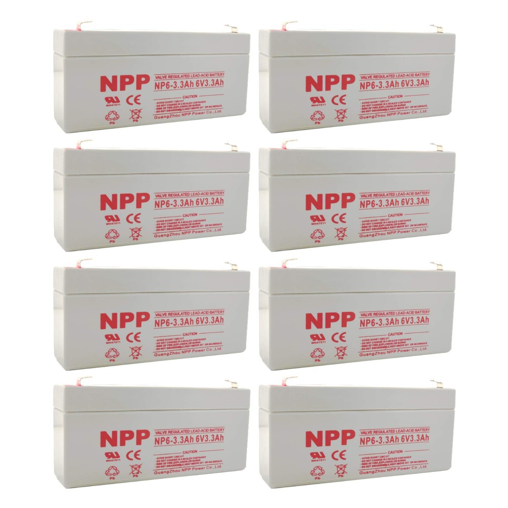 8PC NPP NP6-3.3Ah 6V 3.3Ah AGM VRLA General Series Battery