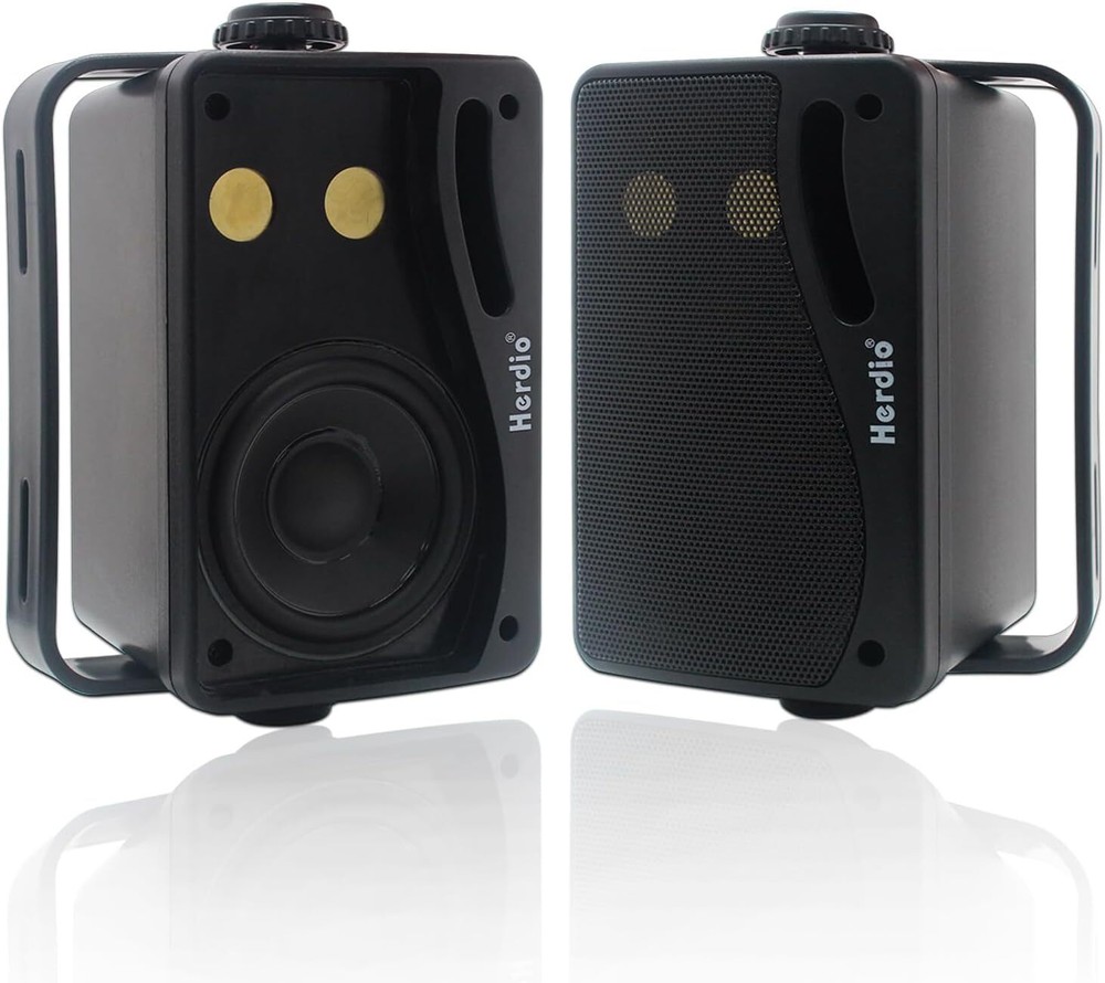 2*Herdio Marine 3.5 Inches Outdoor Speakers Wired 200W 3 Way Wall Mount Speakers