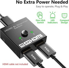 HDMI Splitter 1 In 2 Out 4K UHD 3D 1080P 2-Port Repeater Splitter Amplifier 1×2