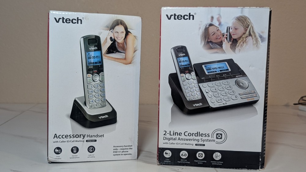 VTech 2-Line Cordless Phone System with Answering Machine 2 Handsets New