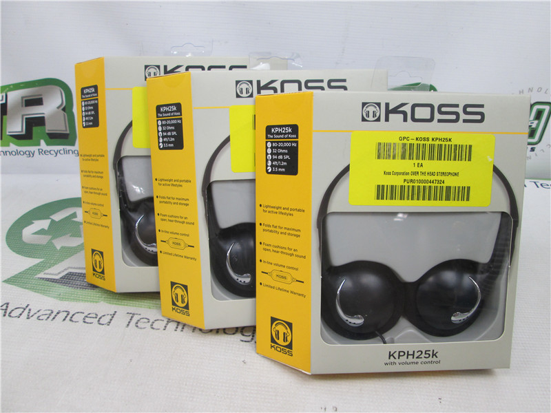 KOSS KPH25K Over Ear Headphones 3.5mm Stereo 32 Ohms In-Line Volume Lot of 3