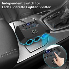 7-in-1 Car Cigarette Lighter Socket 3-USB Charger Splitter Outlet Power Adapter