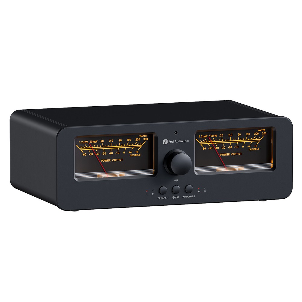 Fosi Audio LC30 Amplifier/Speaker Selector Box 2Analog VU Meter DB Display Black