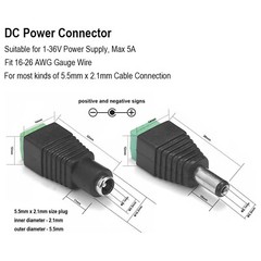 20 Pairs Male Female DC Power Jack Connector Plug 2.1 x 5.5mm for Audio CCTV LED